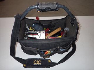 CLC Tech Gear LED Lighted Handle Tool Bag c/w Drill Bits, Duckbill Snips, Wrenches, Etc.