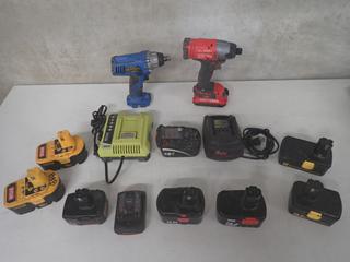 Mastercraft 20V Impact Wrench, Craftsman 20V 1/4 In. Impact Driver & Assorted Batteries & Chargers.