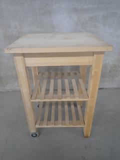 Solid Wood Kitchen Butcher Block Trolley.