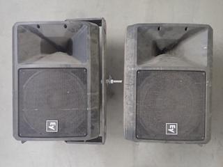 (2) EV SX100+ 2-Way Bi-Amplified PA Speakers, 8 Ohms, 200W.