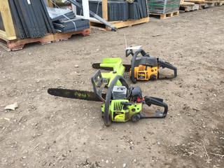 Poulan 28cc Gas Chainsaw 16 In. Bar, Poulan 1625 Electric Chainsaw (No Bar), Poulan 220 Pro 38cc Chainsaw w/ Bar & Chain. Requires Repair.