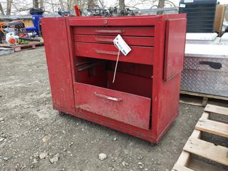 Weiland Metal Tool Box, Damaged & Missing Drawer, c/w Assorted Tools.