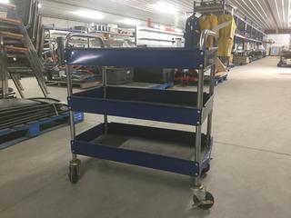  3 Shelf Metal Tool Cart on Wheels 30"L x 15"W x 30"H.