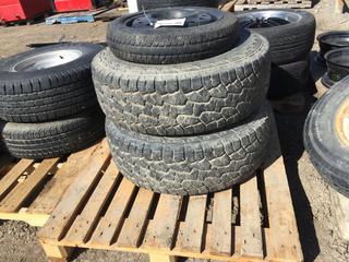 (2) Hankook Dynapro ATM Tires LT285/75R16 c/w Chev Rims and Spare Donut Tire.