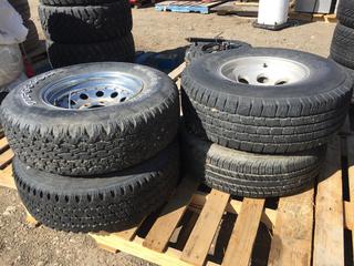 (2) Firestone Radial ATX P235/75R15 c/w Chev Rims, (1) General Ameri GS60 P235/75R15 and (1) Michelin LTX M/S 31x10.50 R15 LT 109R c/w Rim.