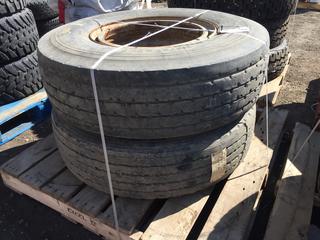 (2) Michelin X Pilot XZY-1 Tires 315/0R 22.5 c/w Rims.