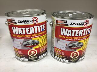 (2) Zinsser 3.7 Liter Watertite Waterproofing Paint, Bright White.