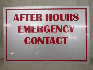 After Hours Emergency Contact Sign, 36 In. x 24 In.