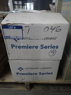 (2) Boxes of Pittsburgh Corning Premiere Series Ice Scapes Glass Blocks, 9pcs Per Box, 6 In. X 8 In. x 4 In.