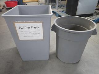(1) Square Grey Waste Container & (1) 20 Gallon Garbage Bin.