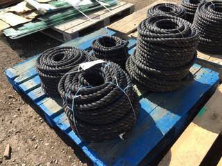 (4) Rolls of 1 In. Polypropylene 3 Strand Rope, 50 Ft., 100 Ft., 150 Ft., 200 Ft., Lengths.