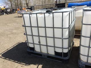 Plastic 275 Gallon Water Tote c/w Metal Frame.