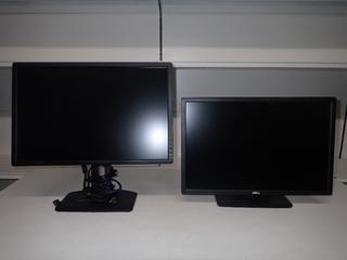 (2) Dell 24 In. Computer Monitors c/w Cables & Adjustable Stand.