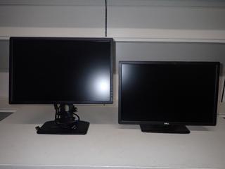 (2) Dell 24 In. Computer Monitors c/w Cables & Adjustable Stand.