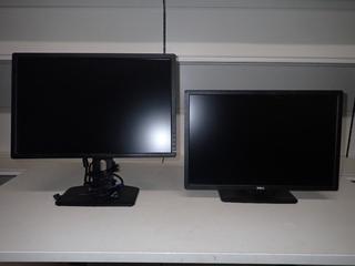 (2) Dell 24 In. Computer Monitors c/w Cables & Adjustable Stand.