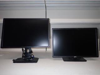 (2) Dell 24 In. Computer Monitors c/w Cables & Adjustable Stand.