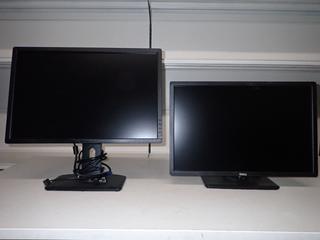 (2) Dell 24 In. Computer Monitors c/w Cables & Adjustable Stand.