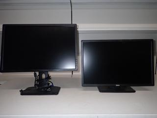 (2) Dell 24 In. Computer Monitors c/w Cables & Adjustable Stand.