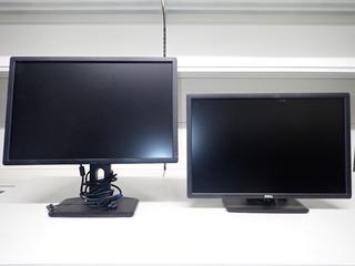 (2) Dell 24 In. Computer Monitors c/w Cables & Adjustable Stand.