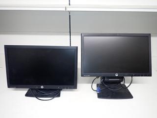 (2) HP 19 In. Computer Monitors c/w Cables & Adjustable Stand.