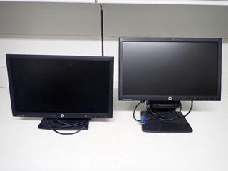 (2) HP 19 In. Computer Monitors c/w Cables & Adjustable Stand.