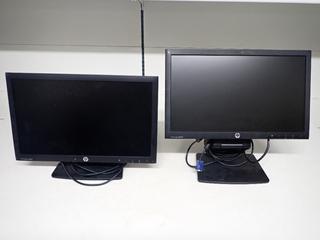 (2) HP 19 In. Computer Monitors c/w Cables & Adjustable Stand.