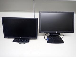 (2) HP 19 In. Computer Monitors c/w Cables & Adjustable Stand.