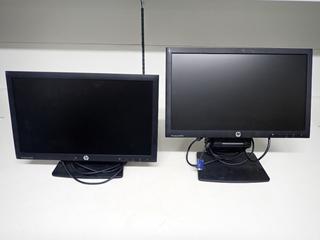 (2) HP 19 In. Computer Monitors c/w Cables & Adjustable Stand.