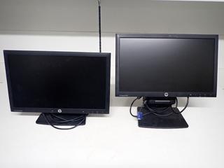 (2) HP 19 In. Computer Monitors c/w Cables & Adjustable Stand.