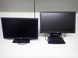 (2) HP 19 In. Computer Monitors c/w Cables & Adjustable Stand.