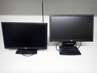 (2) HP 19 In. Computer Monitors c/w Cables & Adjustable Stand.
