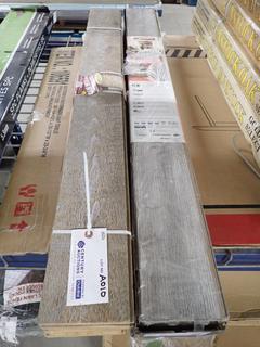 Bamwood 7mm Barn Wood Style Siding, Approximately 10 Square Ft. & Goodfellow Dream Floor 12mm Storm Grey Laminate Flooring, 4.84 In. x 50.5 In.