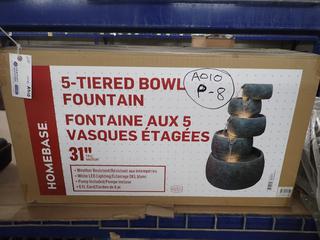 Homebase 31 In. Tall 5-Tier Bowl Fountain c/w LED Lightng.