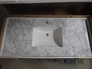 Marble Single Sink Vanity Countertop, Approximately 48 In. x 22 In.