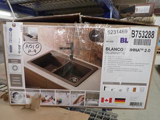 (1) Blanco Bohna 2.0 Silganit Double Sink in Cafe, 31-1/2 In. x 20-1/2 In. & (1) Silgranit Double Sink in Anthracite, Damaged.