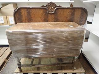 Polished Wood Headboard (Approximately 54 In. Length, 40 1/2 In. Height) & Dresser (Approximately 41 1/2 In. Length, 18 1/2 In. Width, 30 1/2 In. Height).