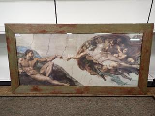 "The Creation Of Adam" by Michelangelo Print. Approximately 61 1/4 In. x 31 In.