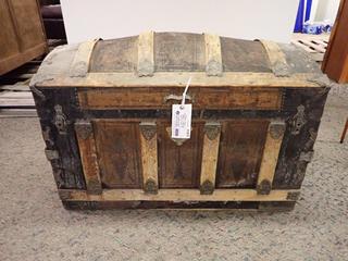 Wooden Chest w/ Metal Accents. Approximately 36 1/2 In. Length, 20 In. Width, 23 1/2 In. Height.