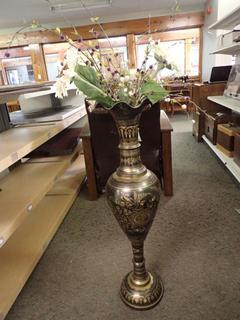 Vase w/ Fake Flowers. Vase is 40 1/2 In. Tall.
