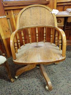 Wooden Chair w/ Wheels. 33 1/2 In. Height.