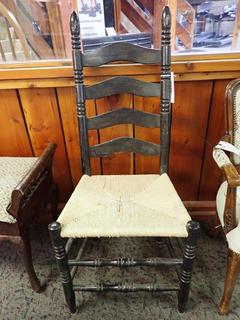 Wooden Chair w/ Woven Seat. 44 1/2 In. Height.