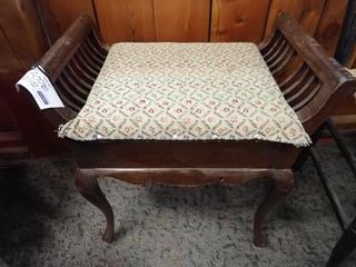 Embroidered Sewing Stool. 23 1/2 In. Height.