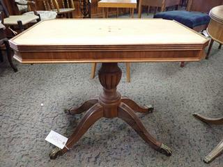 Unfinished Wood Table. Approximately 28 In. Length, 18 In. Width, 25 1/2 In. Height 