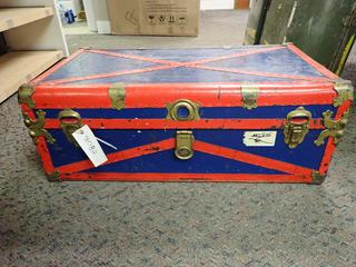 Red & Blue Chest. Approximately 36 In. Length, 20 In. Width, 31 In. Height. *Note: No Handles.*