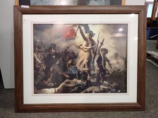 "Liberty Leading the People" by Eugene Delacroix Print. 31 1/4 In. x 25 1/2 In. *Note: Frame Is Broken*