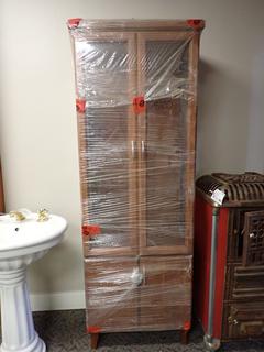 Wooden Cabinet. Approximately 25 In. Length, 16 In. Width, 73 3/4 In. Height.