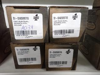 (4) Source Dual Run Capacitor, 45/5 MFD, 370V, Round, S1-02425895700.