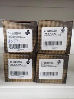 (4) Source Dual Run Capacitor, 80/5 MFD, 370V, Round, S1-0242603700.