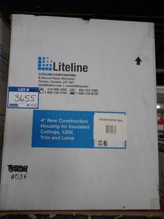 Liteline 4 In. Unused Construction Housing for Insulated Ceilings, 120V, Quantity of (6) Trim & Lamp. RC40518R3P-WH.