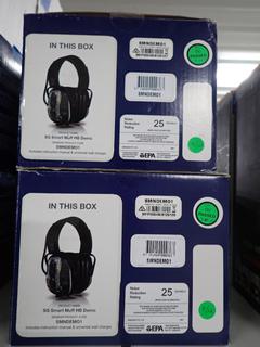 (2) Sensear Smartmuff Noise Canceling 2-Way Radio Headphones, c/w Extra Replacements.